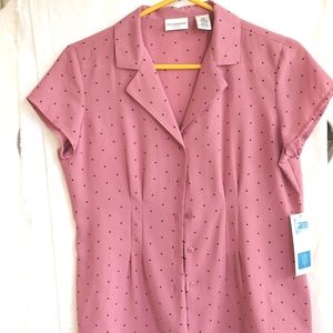 Covington Vint Rose Polka Dots Blouse Pleated Size S(6-8)